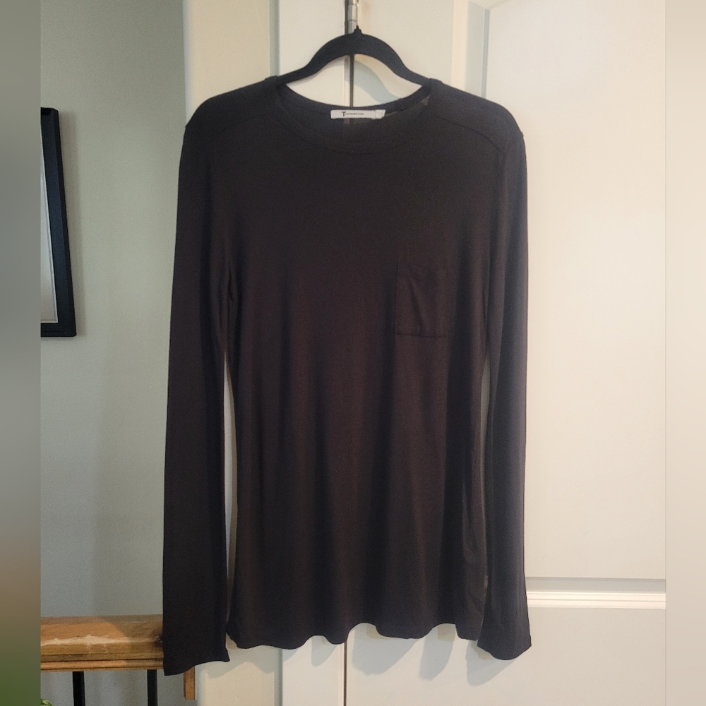 T By Alexander Wang Womens Black Long Sleeve T Shirt Size S.